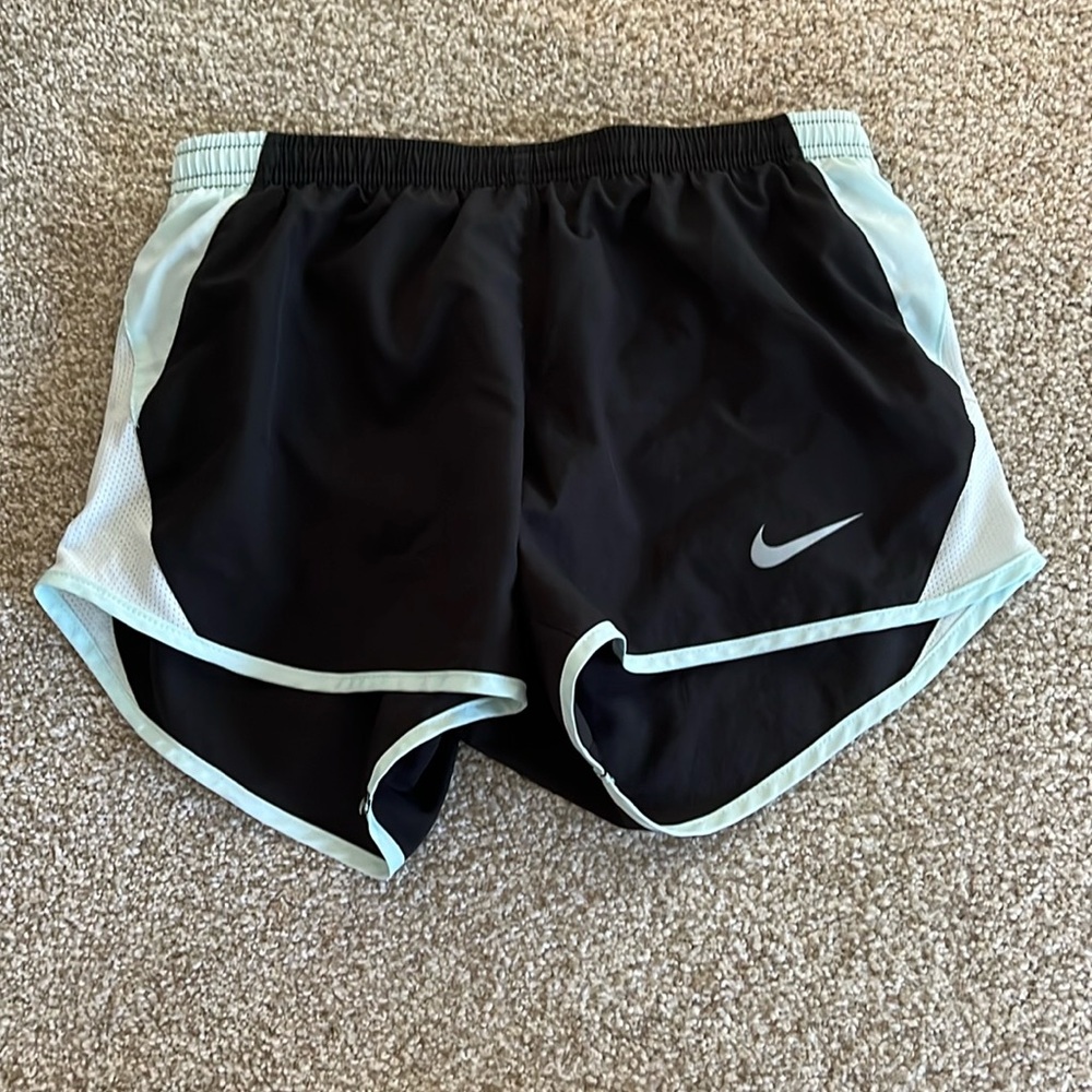 Black Nike Dri-Fit Shorts With Light Blue And White Accents